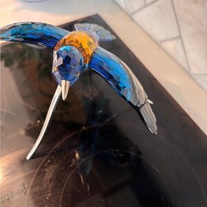 Swarovski Crystal Bird Figurine in Blue and Orange